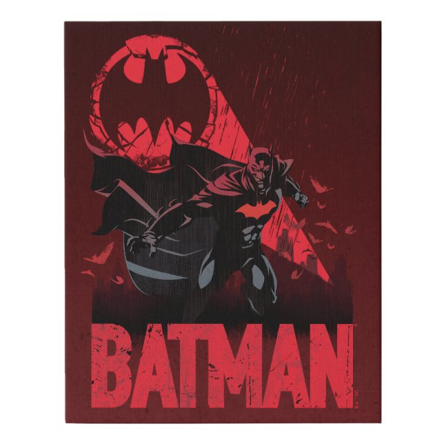 Batman Crimson Bat Signal Faux Canvas Print (Front)