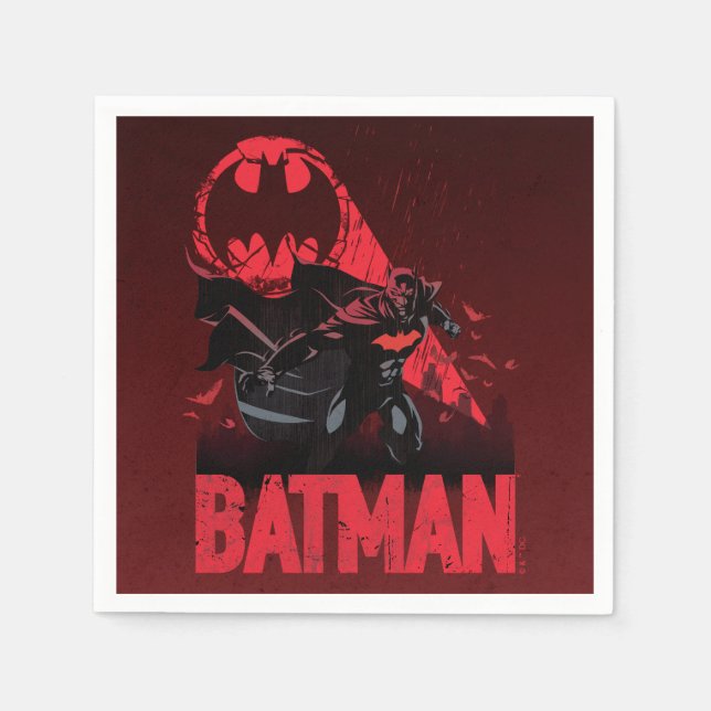 Batman Crimson Bat Signal Napkins (Front)
