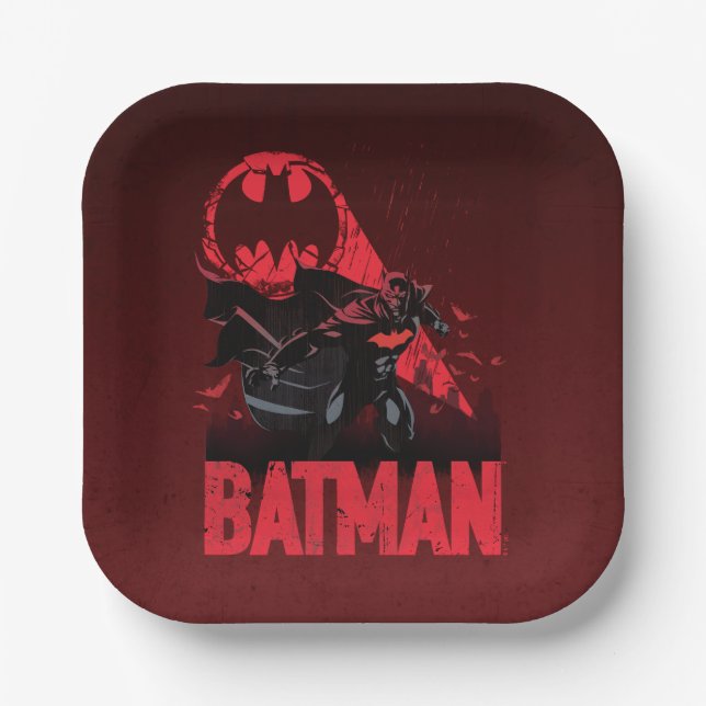Batman Crimson Bat Signal Paper Plates (Front)