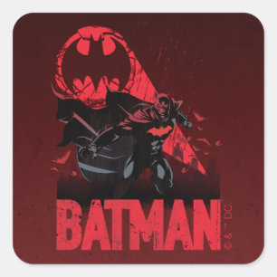 Batman Crimson Bat Signal Square Sticker