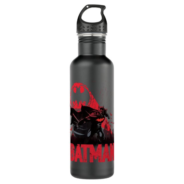 Batman Crimson Bat Signal Stainless Steel Water Bottle (Front)