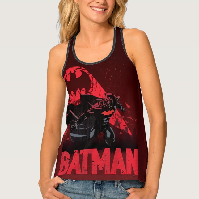 Batman Crimson Bat Signal Tank Top (Front)