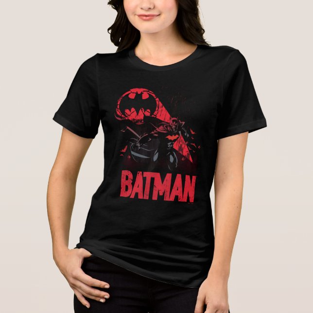 Batman Crimson Bat Signal Tri-Blend Shirt (Front)