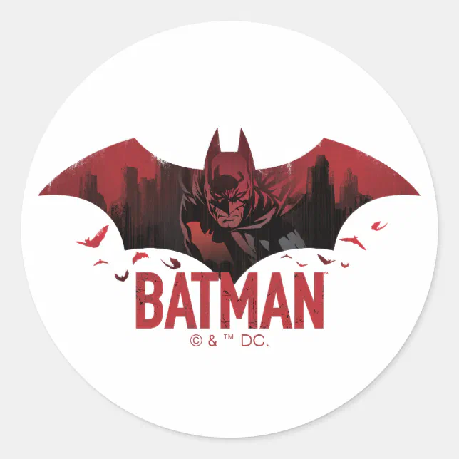 Batman Crimson Gotham Icon Classic Round Sticker | Zazzle