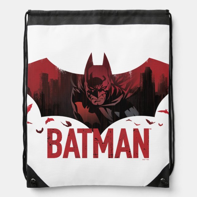 Batman Crimson Gotham Icon Drawstring Bag (Front)