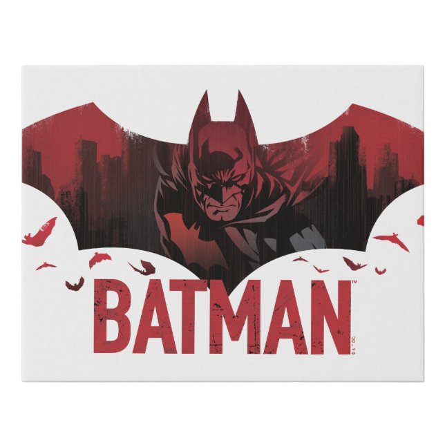 Batman Crimson Gotham Icon Faux Canvas Print (Front)