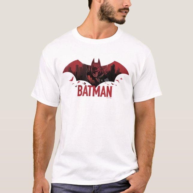 Batman Crimson Gotham Icon T-Shirt (Front)