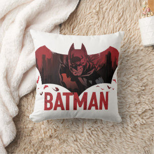 Batman Crimson Gotham Icon Throw Pillow