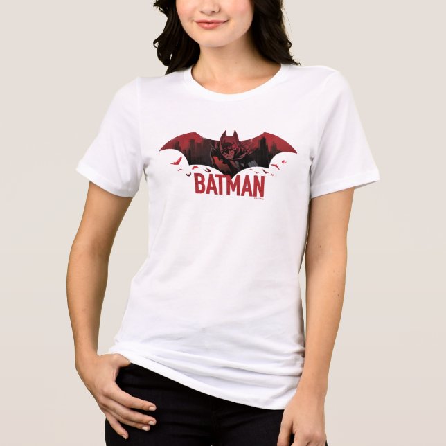 Batman Crimson Gotham Icon Tri-Blend Shirt (Front)