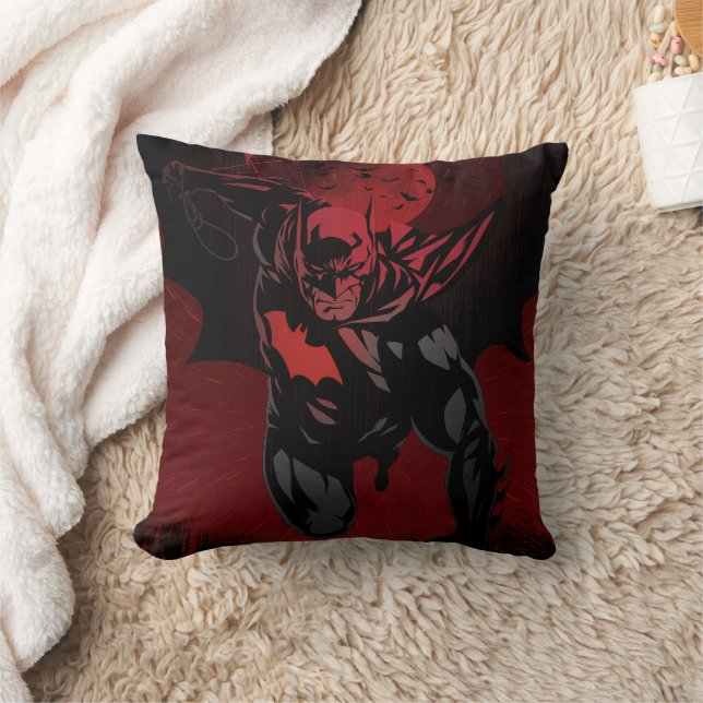 Batman Crimson Leap Throw Pillow (Blanket)