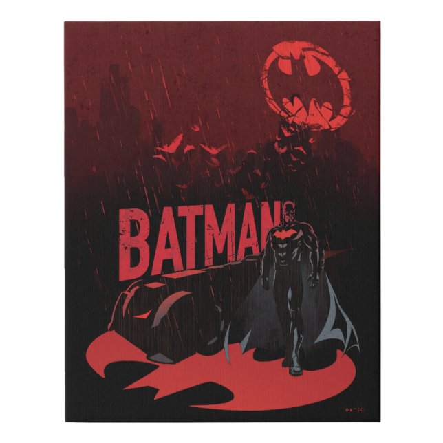 Batman Crimson Rain Faux Canvas Print (Front)