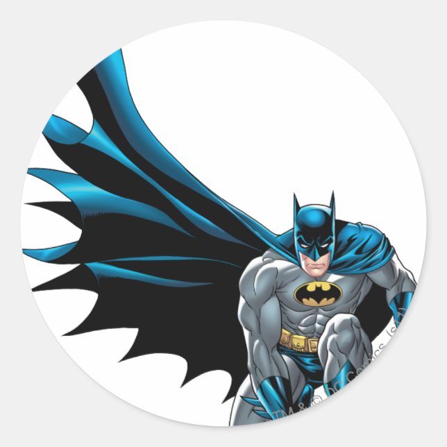 Batman Crouches Classic Round Sticker (Front)