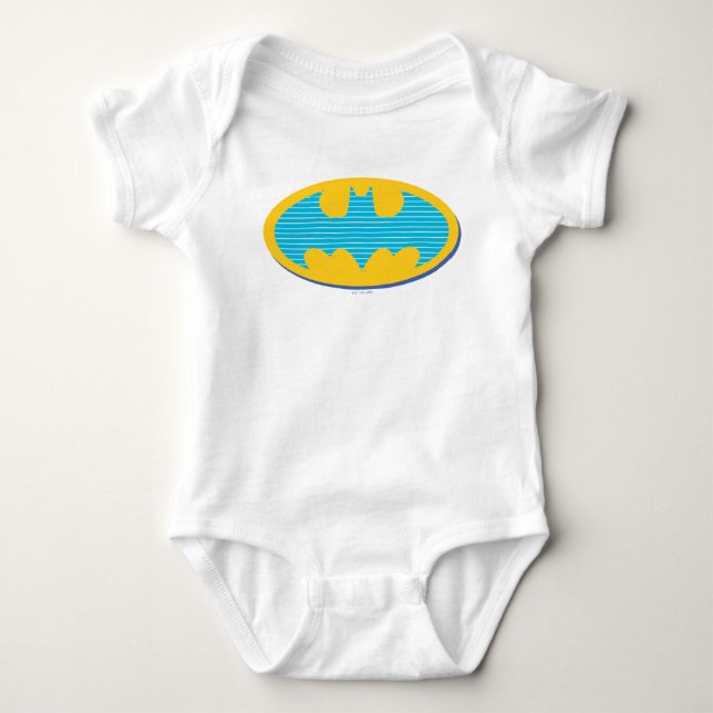 Batman | Cyan Stripes Symbol Baby Bodysuit (Front)