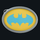 Batman | Cyan Stripes Symbol Belt Buckle<br><div class="desc">Check out this Batman Symbol in cool neon colors!</div>