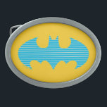 Batman | Cyan Stripes Symbol Belt Buckle<br><div class="desc">Check out this Batman Symbol in cool neon colors!</div>