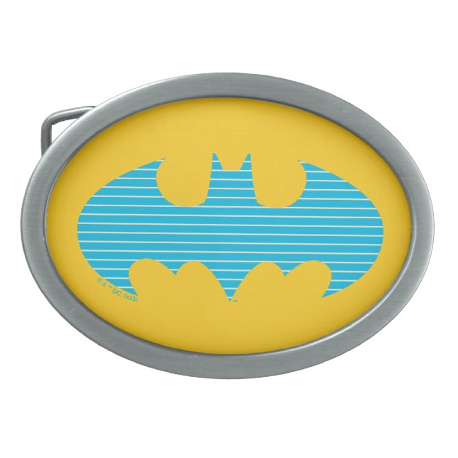 Batman | Cyan Stripes Symbol Belt Buckle (Front)
