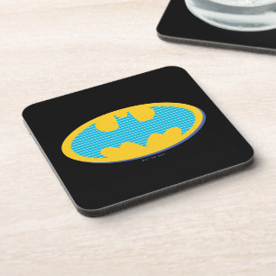 Batman   Cyan Stripes Symbol Beverage Coaster