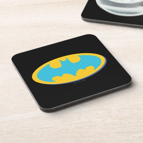 Batman  Cyan Stripes Symbol Beverage Coaster