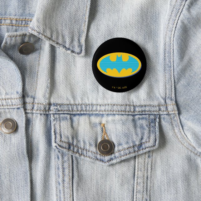 Batman | Cyan Stripes Symbol Button (In Situ)