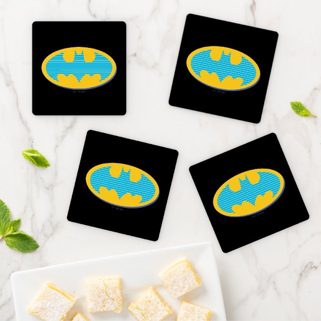 Batman | Cyan Stripes Symbol Coaster Set (In Situ)