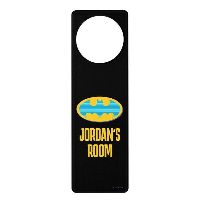 Batman | Cyan Stripes Symbol Door Hanger (Front)