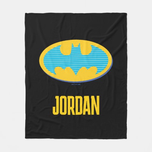 Batman  Cyan Stripes Symbol Fleece Blanket