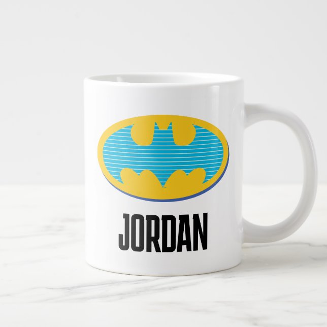 Batman | Cyan Stripes Symbol Giant Coffee Mug (Right)