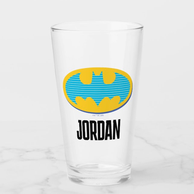 Batman | Cyan Stripes Symbol Glass (Front)