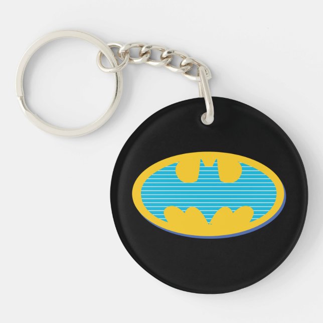 Batman | Cyan Stripes Symbol Keychain (Front)