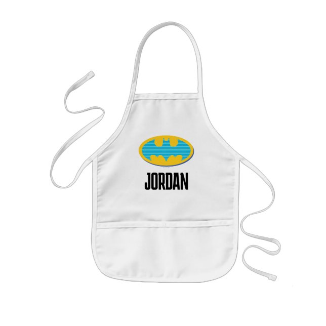 Batman | Cyan Stripes Symbol Kids' Apron (Front)