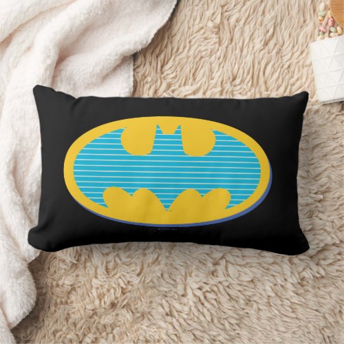 Batman  Cyan Stripes Symbol Lumbar Pillow