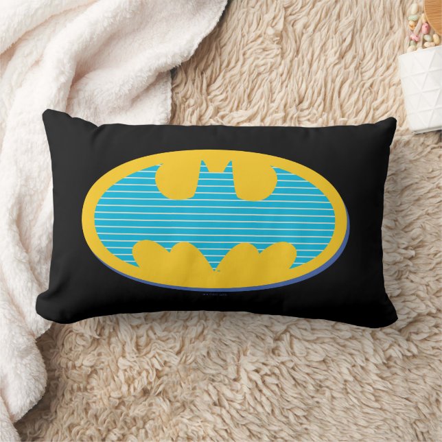 Batman | Cyan Stripes Symbol Lumbar Pillow (Blanket)
