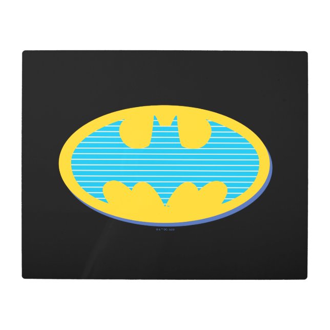 Batman | Cyan Stripes Symbol Metal Print (Front)
