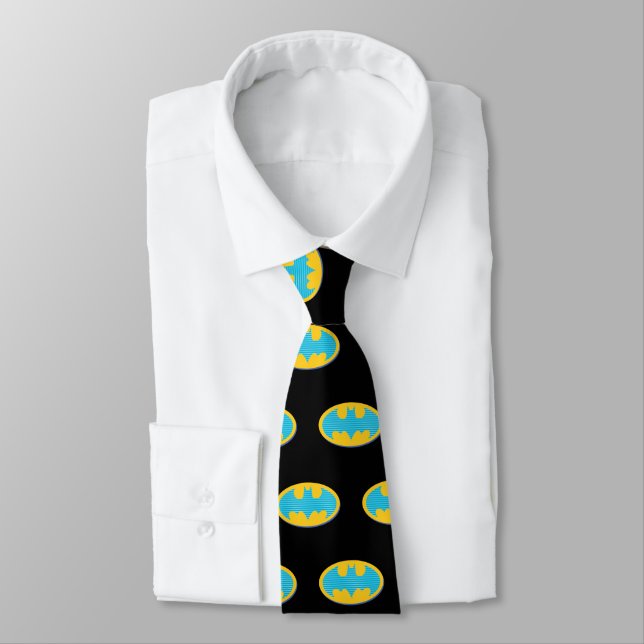 Batman | Cyan Stripes Symbol Neck Tie (Tied)