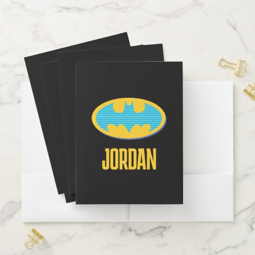 Batman  Cyan Stripes Symbol Pocket Folder