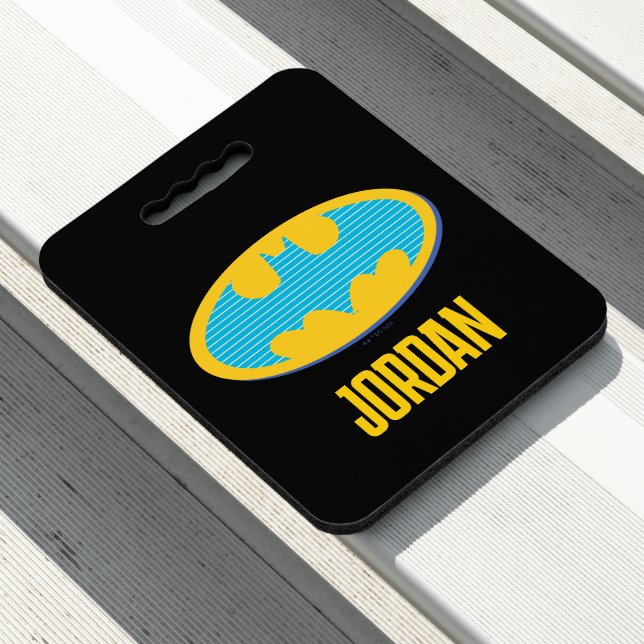 Batman | Cyan Stripes Symbol Seat Cushion (In Situ)