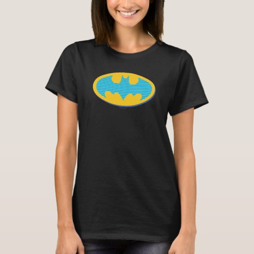 Batman  Cyan Stripes Symbol T_Shirt