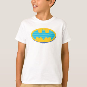 Batman   Cyan Stripes Symbol T-Shirt
