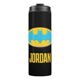 Batman   Cyan Stripes Symbol Thermal Tumbler