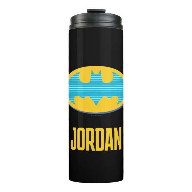 Batman | Cyan Stripes Symbol Thermal Tumbler (Front)