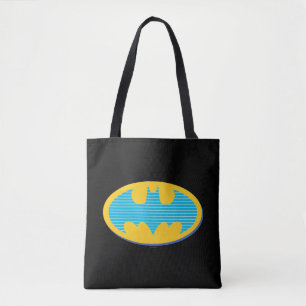 Batman Cyan Stripes Symbol Tote Bag