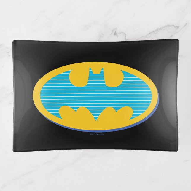 Batman | Cyan Stripes Symbol Trinket Tray (Front)