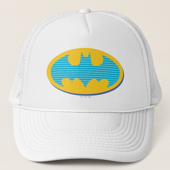 Batman | Cyan Stripes Symbol Trucker Hat (Front)