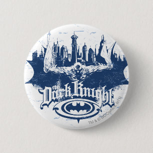 Batman Dark Knight Cityscape Blue Logo Button