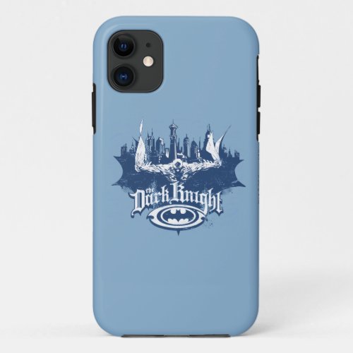 Batman Dark Knight  Cityscape Blue Logo iPhone 11 Case