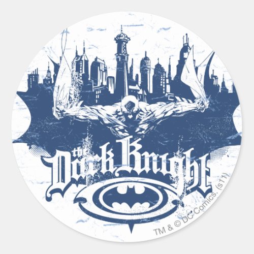 Batman Dark Knight  Cityscape Blue Logo Classic Round Sticker