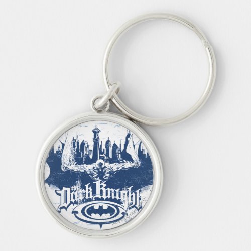 Batman Dark Knight  Cityscape Blue Logo Keychain
