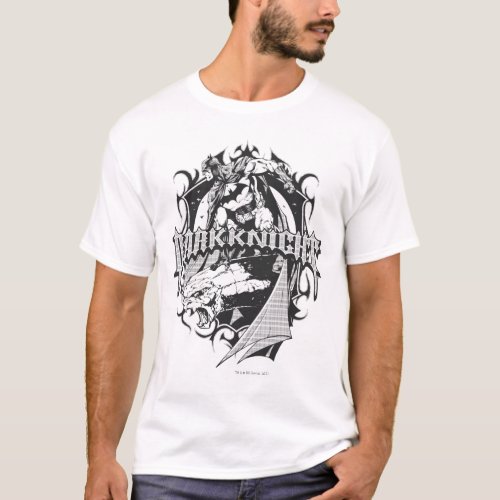 Batman Dark Knight  White Gray Outline Logo T_Shirt