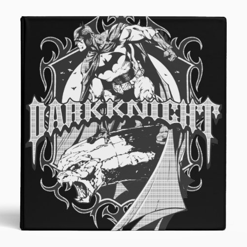 Batman Dark Knight  White Grey Outline Logo 3 Ring Binder