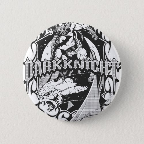 Batman Dark Knight  White Grey Outline Logo Button